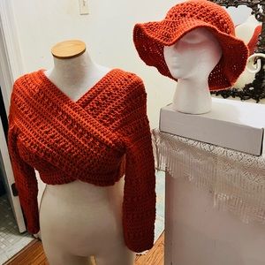 Handmade Criss Cross pullover & Hat